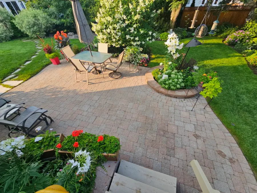 Restored interlock walkway and garden beds after Natural Finish restoration